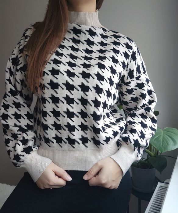 Sweter krótki beżowy półgolf NOWY