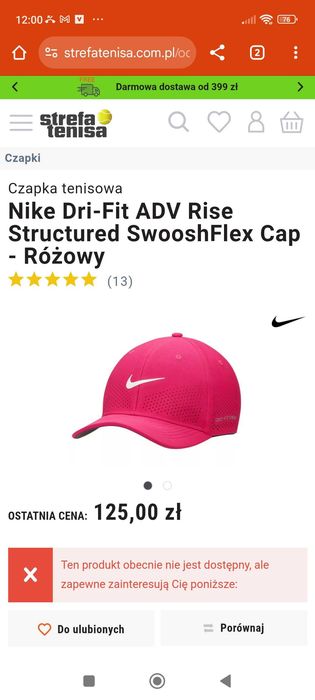 Czapka Nike damska z daszkiem
