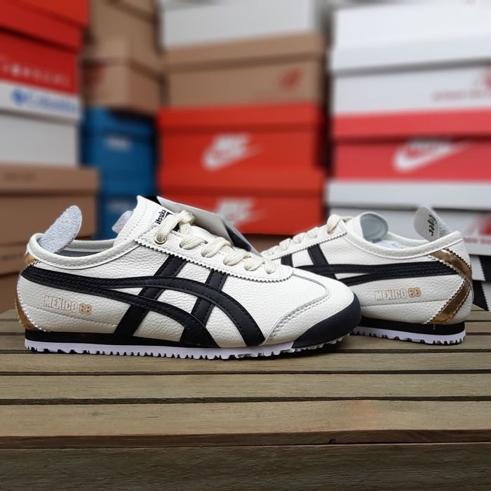 Жіночі кросівки Asics Onitsuka Tiger Mexico 66 Cream Black Gold молочні з чорним