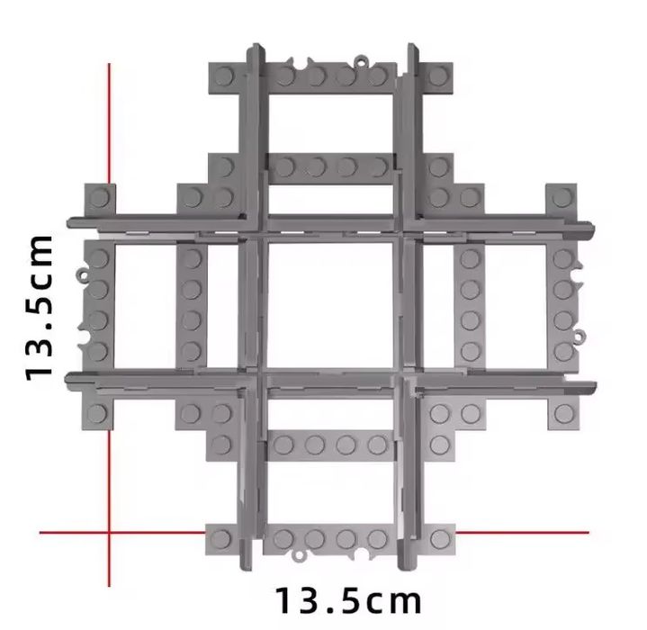 Poczwórne skrzyżowanie Lego - pociąg 60337, 60336, 60198, 60197, 7939