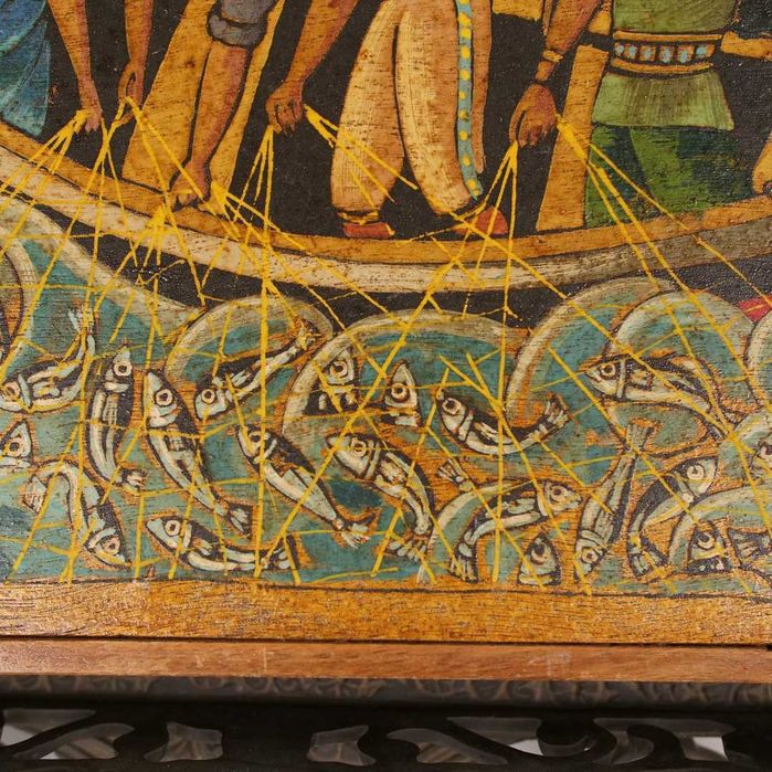 Pintura sobre placa de madeira