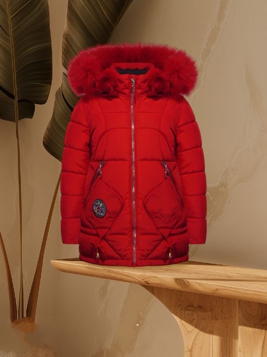 Дитяча курточка-пальто пуховик  для дівчинки на зріст 92 см.