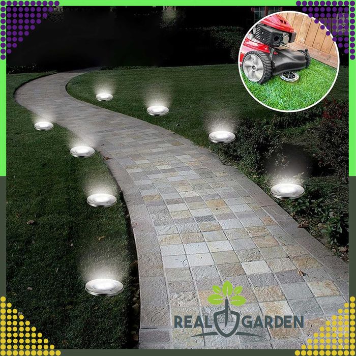 Lampa Solarna Ogrodowa Dysk Lampki Led Gruntowe Czujnik 4sztuki