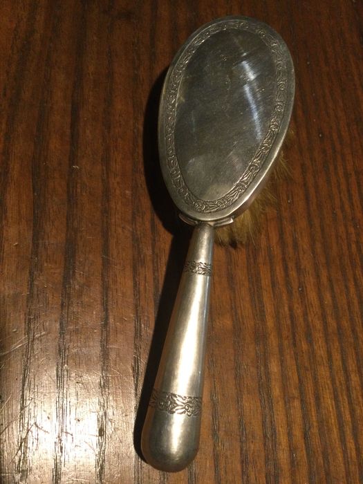 Escova Prata Portuguesa contrastada Javali 18 cm Arte nova 96 gramas