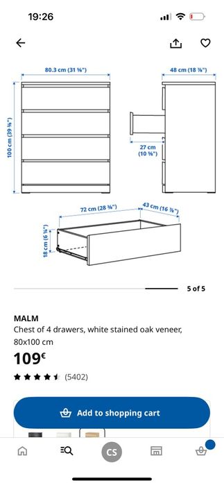 Cómoda - 4 Gavetas - IKEA MALM