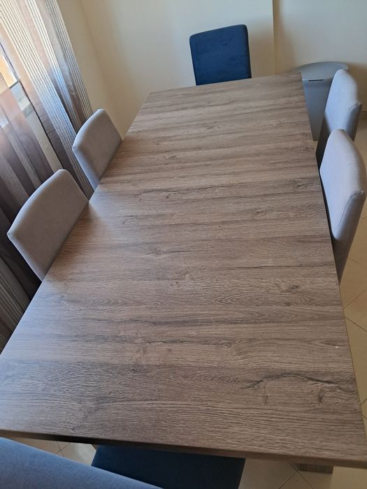 Mesa extensivel 207×91×77 + 6 cadeiras