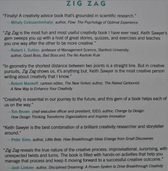 Livro - ZIG ZAG, Keith Sawer - a criatividade os negócios, novo
