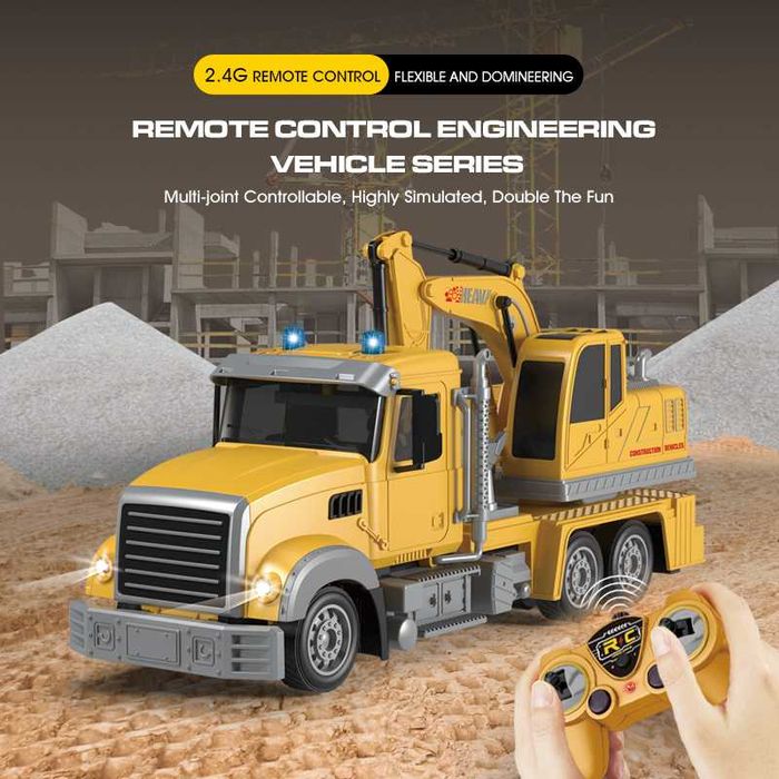 Camião Escavadora Telecomandado 1:24 R/C com Luzes – Novo na Caixa