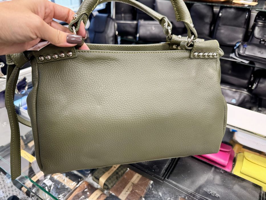 Сумка шкіряна олива коричнева джинс тауп Сумка кожаная оливковая Итали