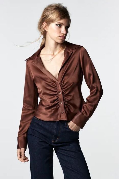 Нова атласна сорочка Zara з біркою