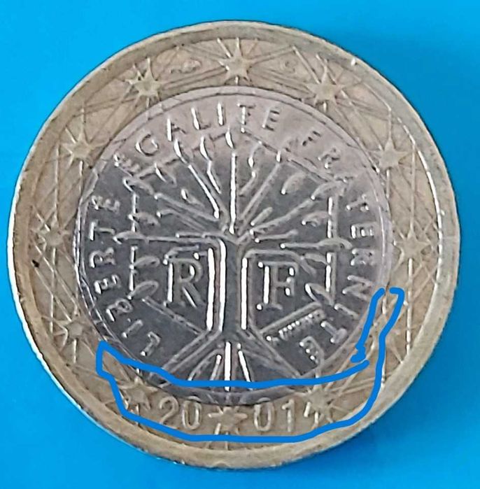 1 Euro de 2001 de França com Defeito na cunhagem