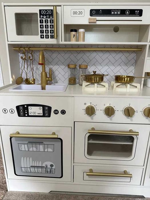 Дитяча дерев'яна кухня Мурсія White, звукові та світлові ефекти