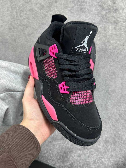 Женские кроссовки Nike Jordan 4 "Black Pink" Размеры 36-41