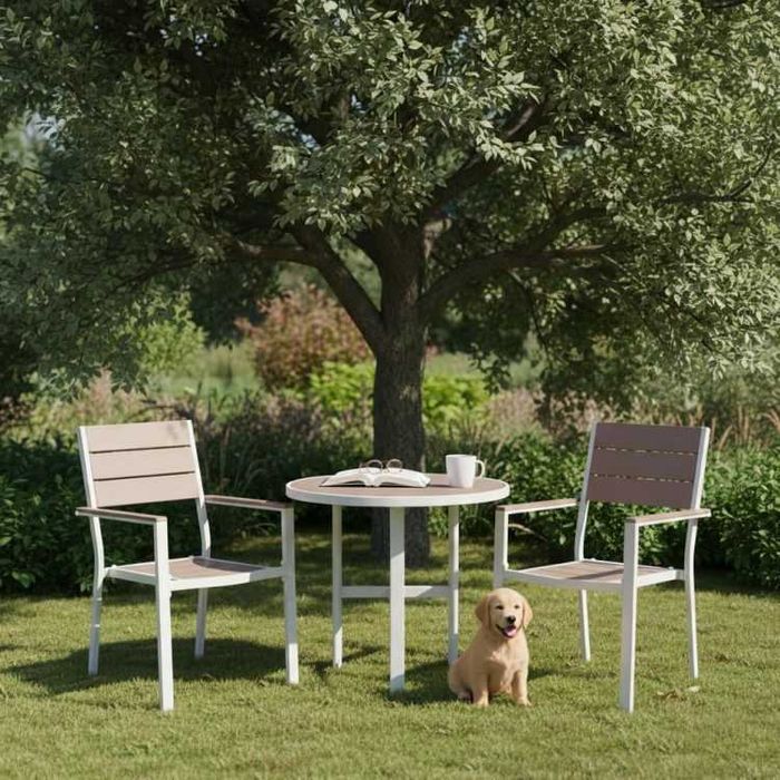 Zestaw 2 krzeseł ogrodowych na taras balkon beżowe MultiGarden