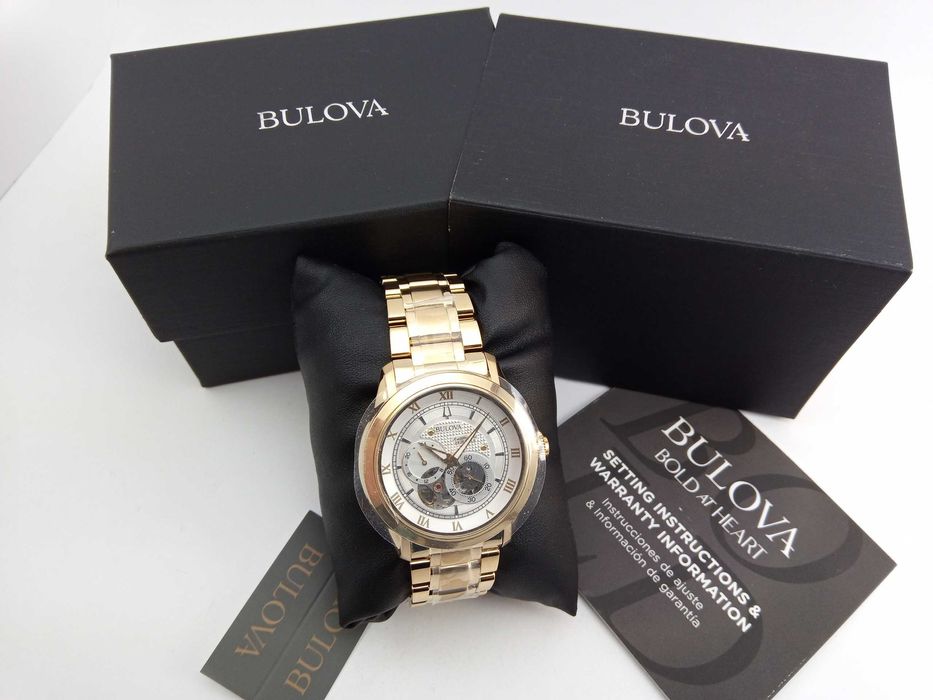 Мужские часы Bulova BVA Skeleton 97A108 механика 21 камень, автозавод