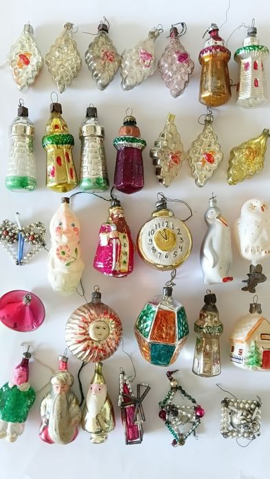 Елочние игрушки ссср шар с зайцем пингвин прожектора