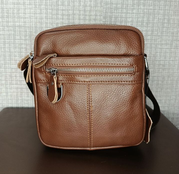 Шкіряна чоловіча сумка месенджер.