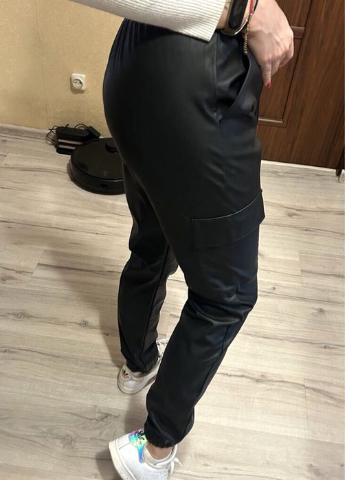 Bojówki eko skóra skórzane spodnie pepco