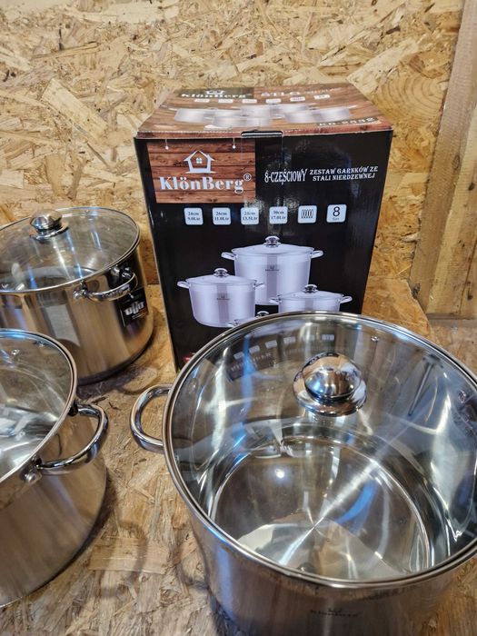 Garnki stalowe KLONBERG 2532 INDUKCJA ZESTAW 8EL 9/11/13,5/17L