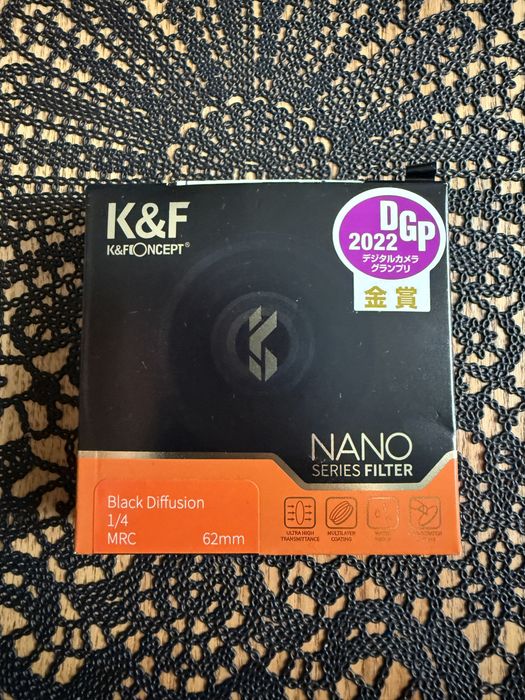 Filtr dyfuzyjny 1/4 firmy K&F Filtr Dyfuzyjny HD NANO-X PRO MRC Black Mist 1/4 K&F o rozmiarze 62 mm