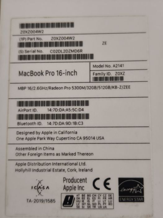 Macbook pro 16 A2141 stan idealny