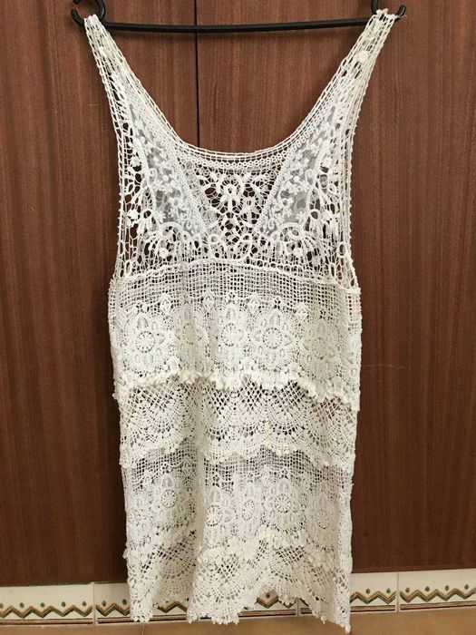 Мереживна біла сукня для пляжу, пляжна туніка