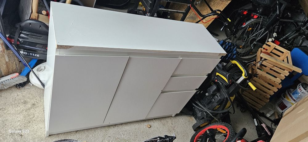 komoda bialła 2 szuflady 3 półki