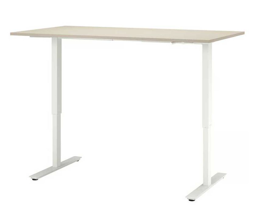 biurko IKEA TROTTEN z regulacją wysokości kolor: beżowy/biały #2