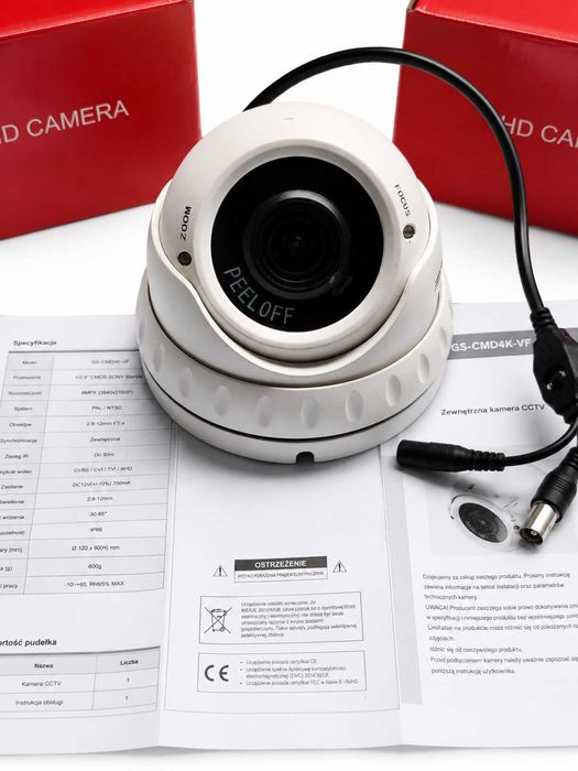 Kamera 4K 8MP CCTV GISE GS-CMD4K-VF regulowany obiektyw 2.8–12 mm, IR do 35 m, IP66