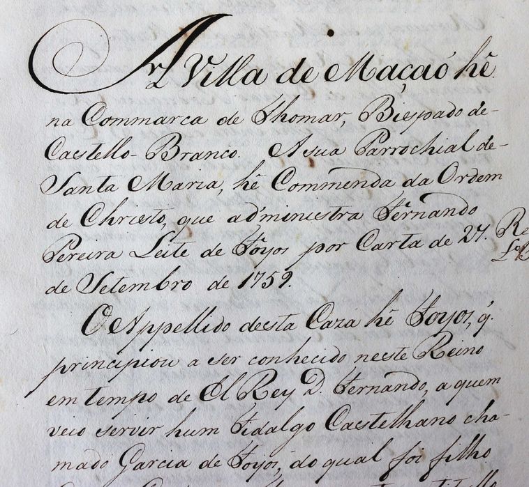 Comendadores de Mação Tomar Ordem de Cristo 1759 Foios