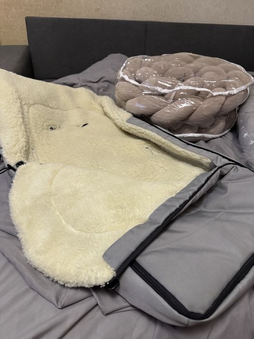 Дитячий бортик /косичка/утеплений чохол в коляску /кокон