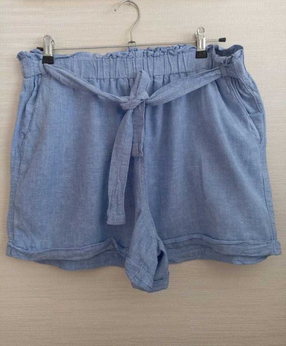 Льняные женские шорты Papaya голубой меланж 16