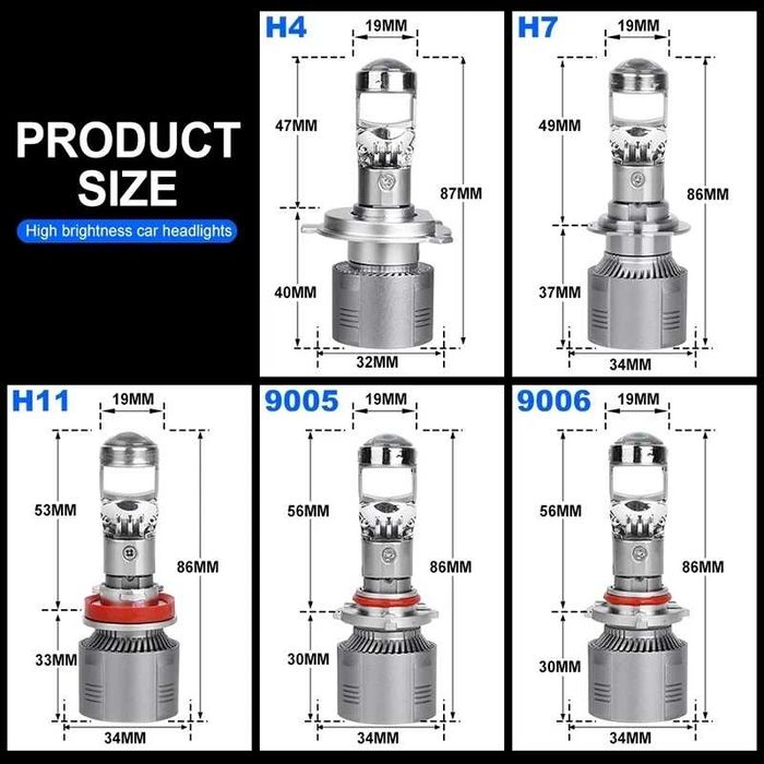 H11 HB3 HB4 мини линза  led лампы  с линзой лед лампы для авто 100w