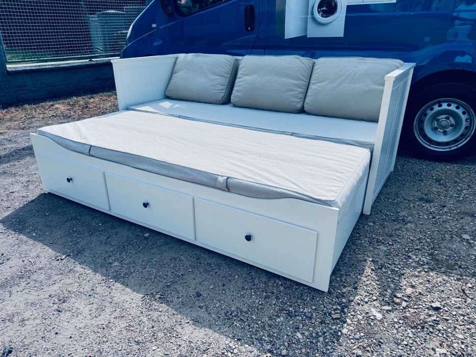IKEA HEMNES Leżanka Łóżko z 3 szufladami, 2 materace , 3 poduszki białe Transport