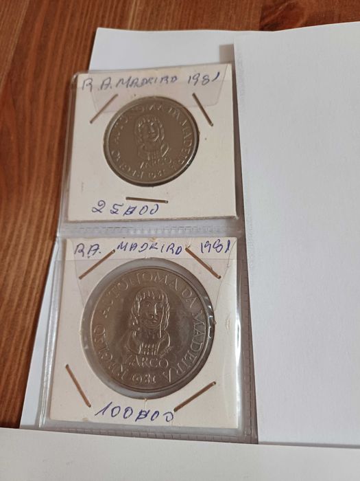 REGIÃO Autónoma da MADEIRA 2 moedas 25$00 100$00 BELAS NÃO Circuladas