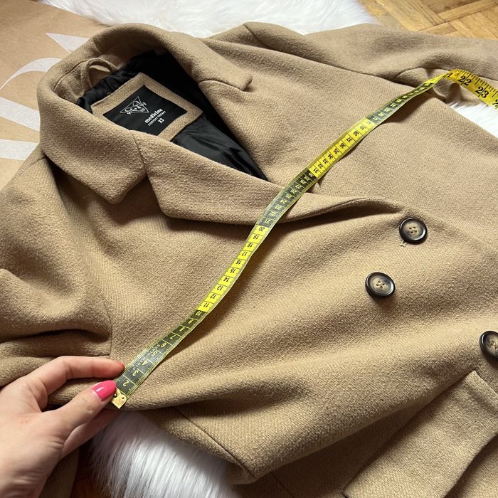 Płaszcz camel beżowy brązowy na jesień przejściowy długi xs 34