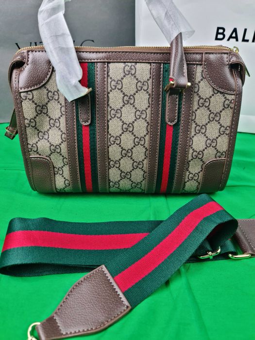 Torebka srednia Torba monogram brazowa skórzana kuferek Premium