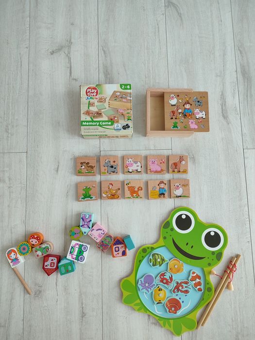 Набір дерев'яних розвиваючих ігор сортер | Рибалка, меморі, пазли | Мо