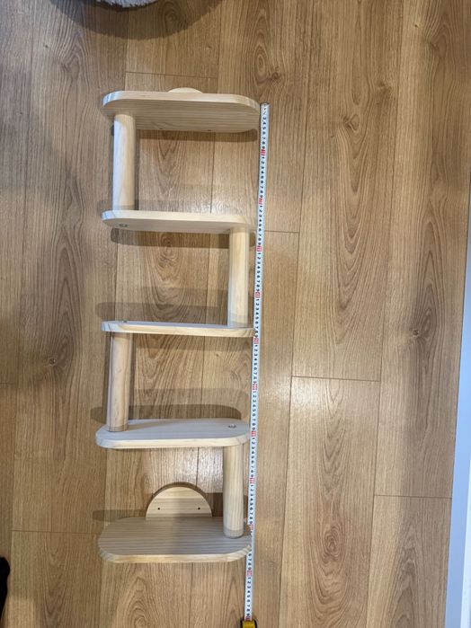 Drewniany zestaw naścienny dla kota – schodki i hamak boho legowisko