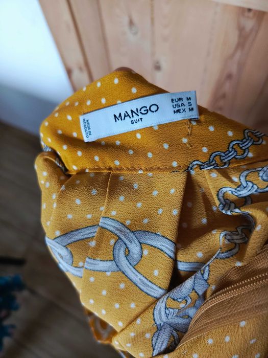 Spódnica musztardowy w białe kropki  mango rozmiar m