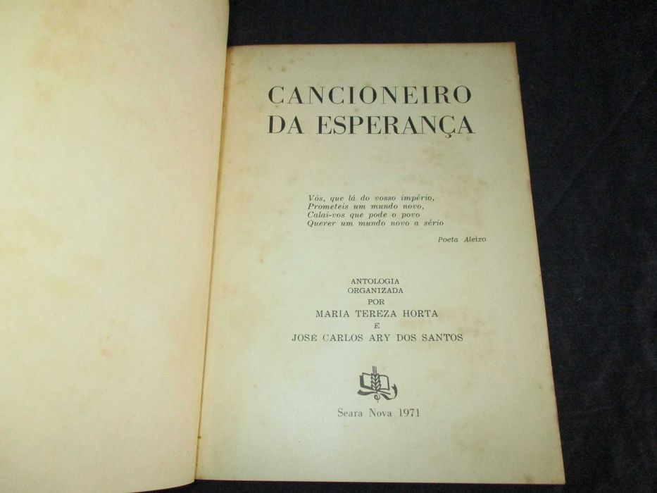 Livro Cancioneiro da Esperança Maria Teresa Horta Ary dos Santos