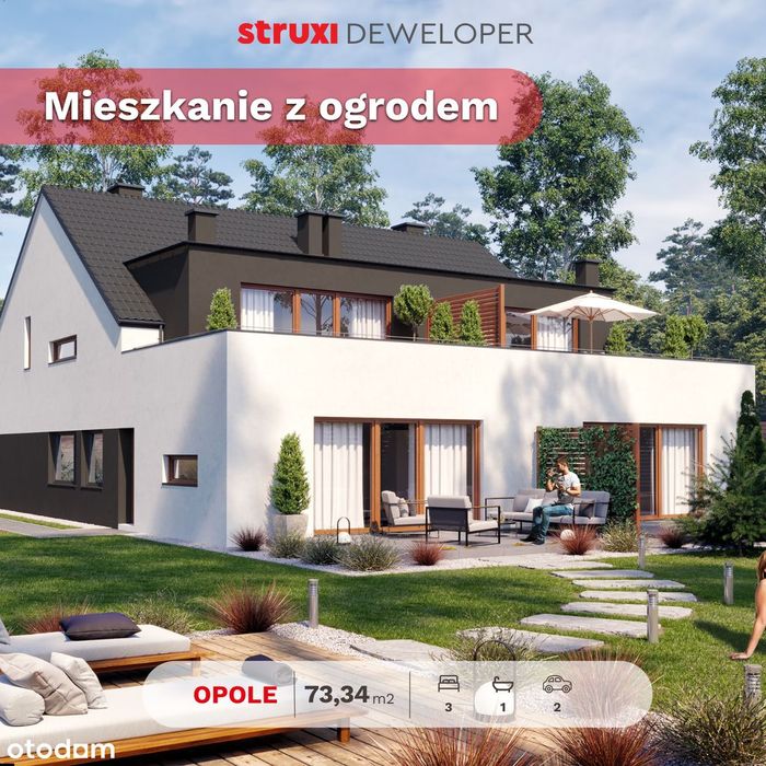 73,34 m2 z ogrodem 280 m2, garażem i 1 m. parkingowe - ORW Opole
