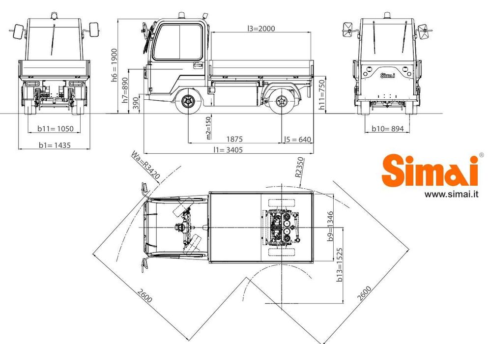 Wózek platformowy akumulatorowy SIMAI udźwig 2000kg, uciąg 10t, 2017r