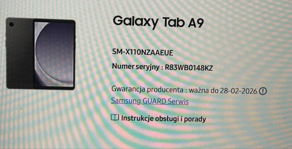 j. NOWY Tablet Samsung Galaxy Tab A9 SM-X110 8,7" 4/64GB Wi-Fi