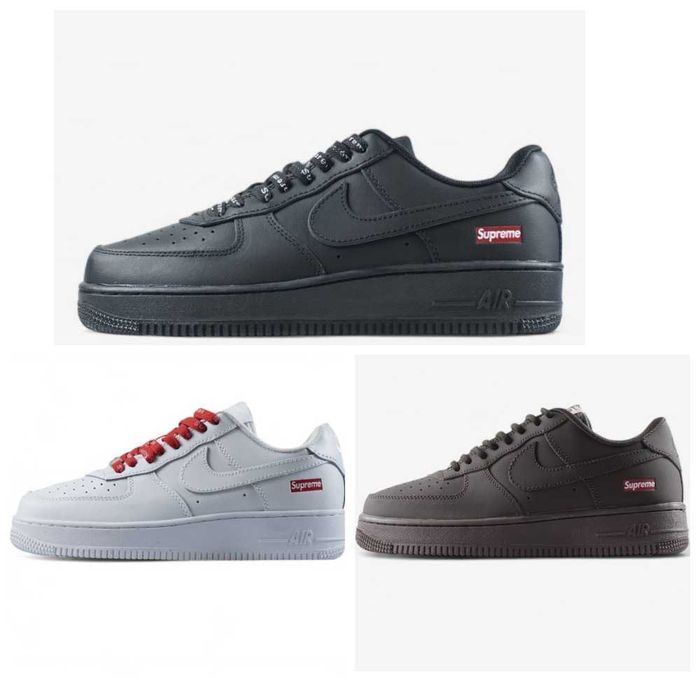 Унисекс кожаные кроссовки Nike Air Force 1 x Supreme Low найк суприм