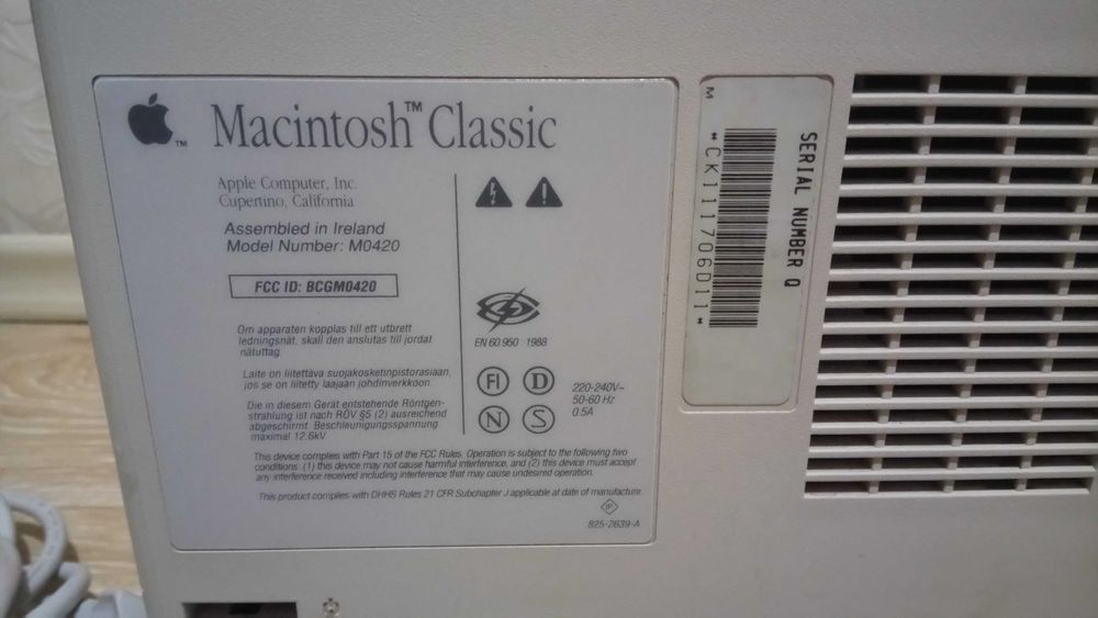 Macintosh Classic 1988 г Apple Macintosh компьютер Макинтош ретро Apple Mac раритетный компьютер