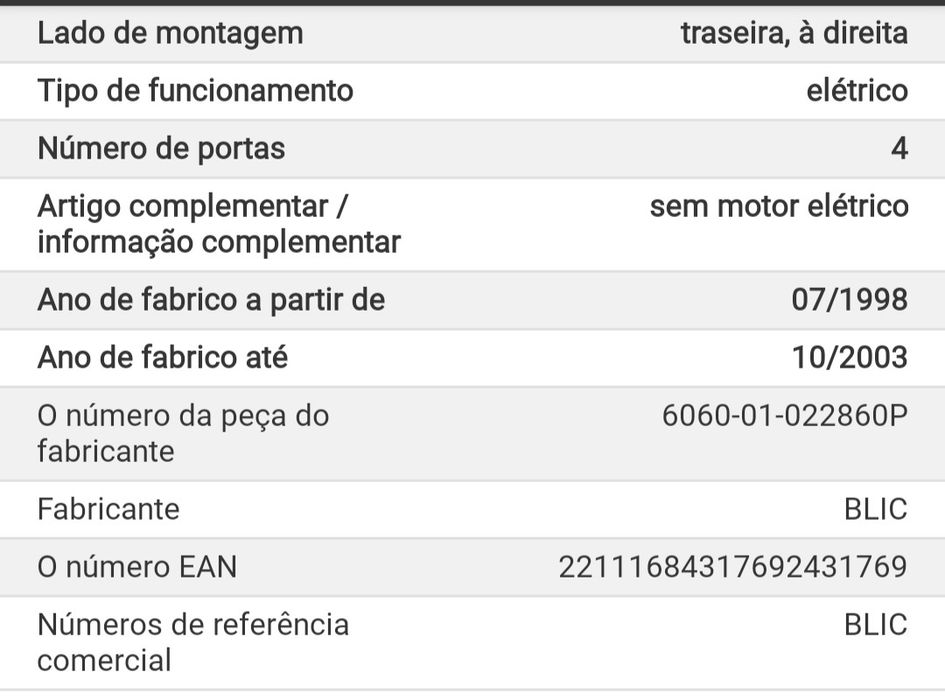 Elevador vidro VW Golf 4