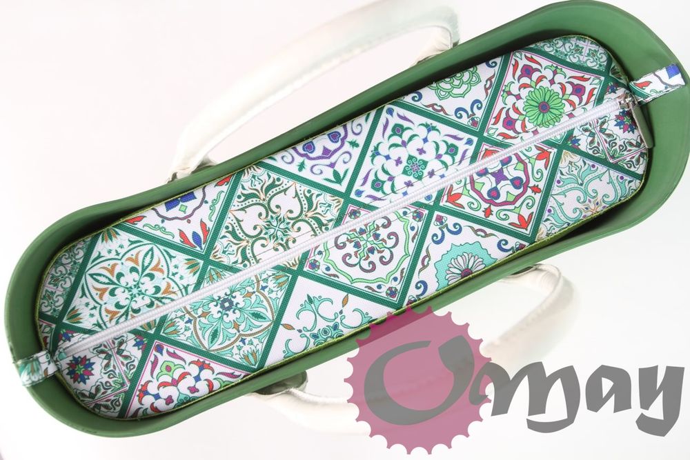 Limonkowy organizer do OBAG STANDARD kafelki zielone 2 kieszenie OMAY