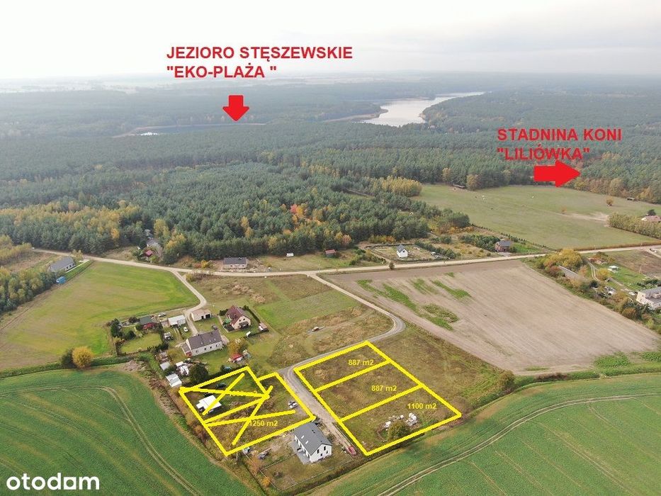 Działki budowlane od 1100 do 887 m2.