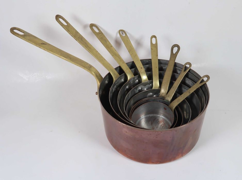 Conjunto de 8 tachos / caçarolas em cobre